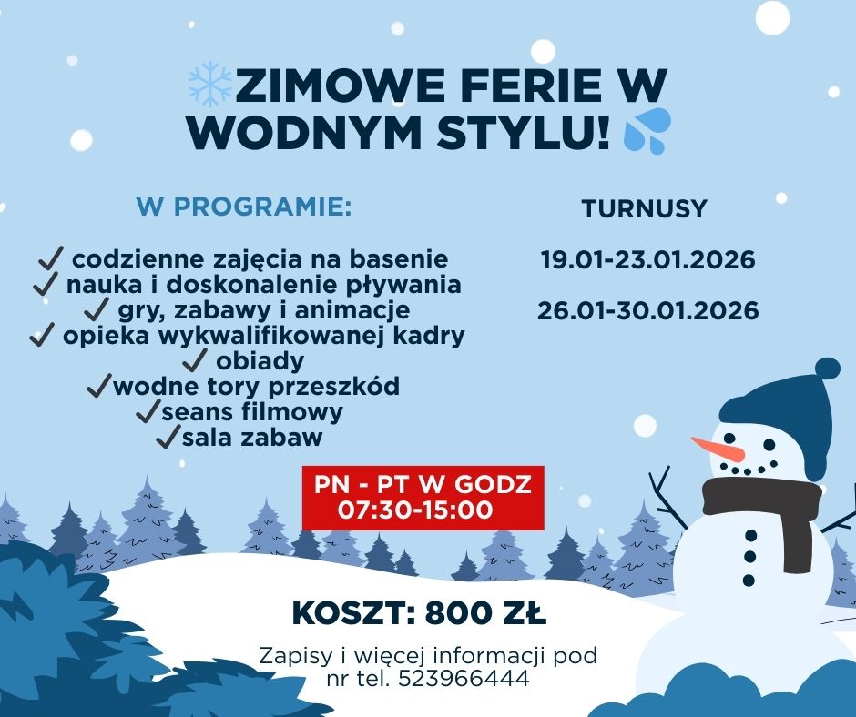 Ogłoszenie półkolonie zima 2026
